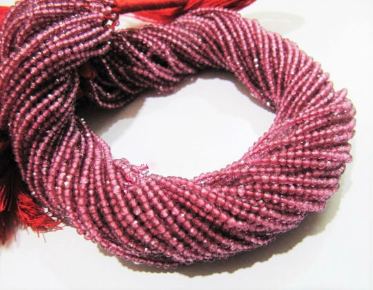 Pink Topaz Rondelle Faceted Beads 2mm Strand 13 inches long