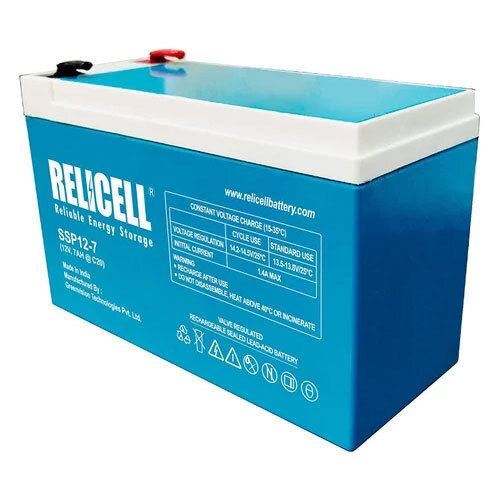 Relicell Agm Vrla 12 V 7 Ah Smf Battery - Color: Blue