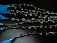Natural Sky Blue Topaz Onion Shape Faceted  6-7mm Beads Strand 8''long