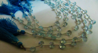 Natural Sky Blue Topaz Onion Shape Faceted  6-7mm Beads Strand 8''long