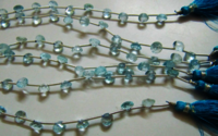 Natural Sky Blue Topaz Onion Shape Faceted  6-7mm Beads Strand 8''long
