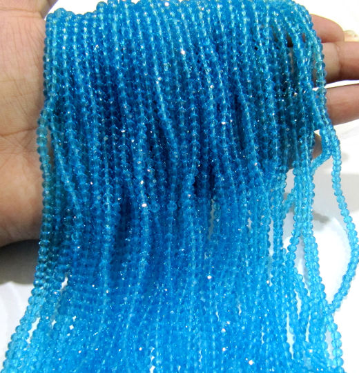 Sky Blue Topaz 3-4mm Rondelle Faceted 100 Beads  per Strand Beads