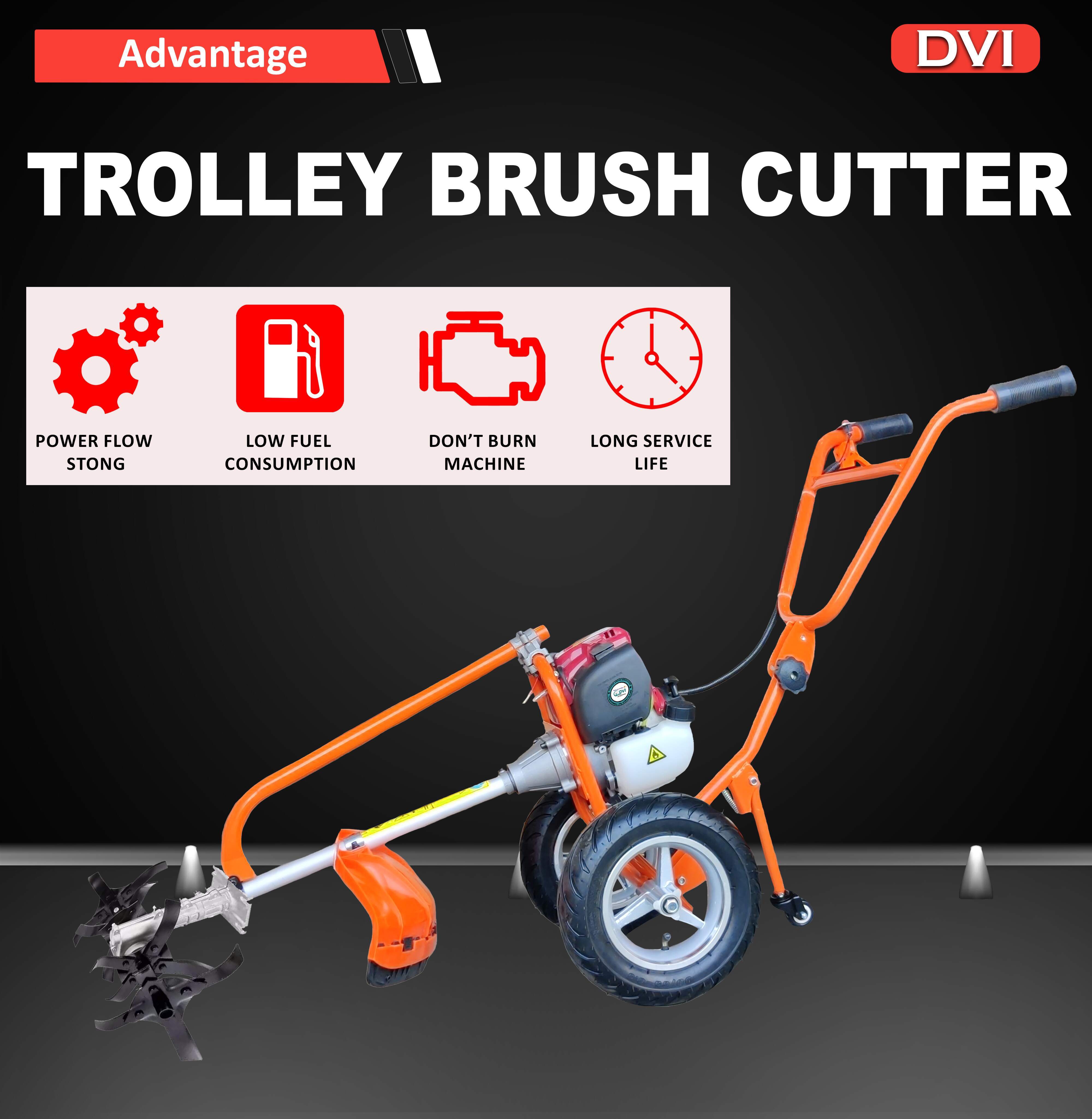 Trolley Brush Cutter with S type Rotary attachment