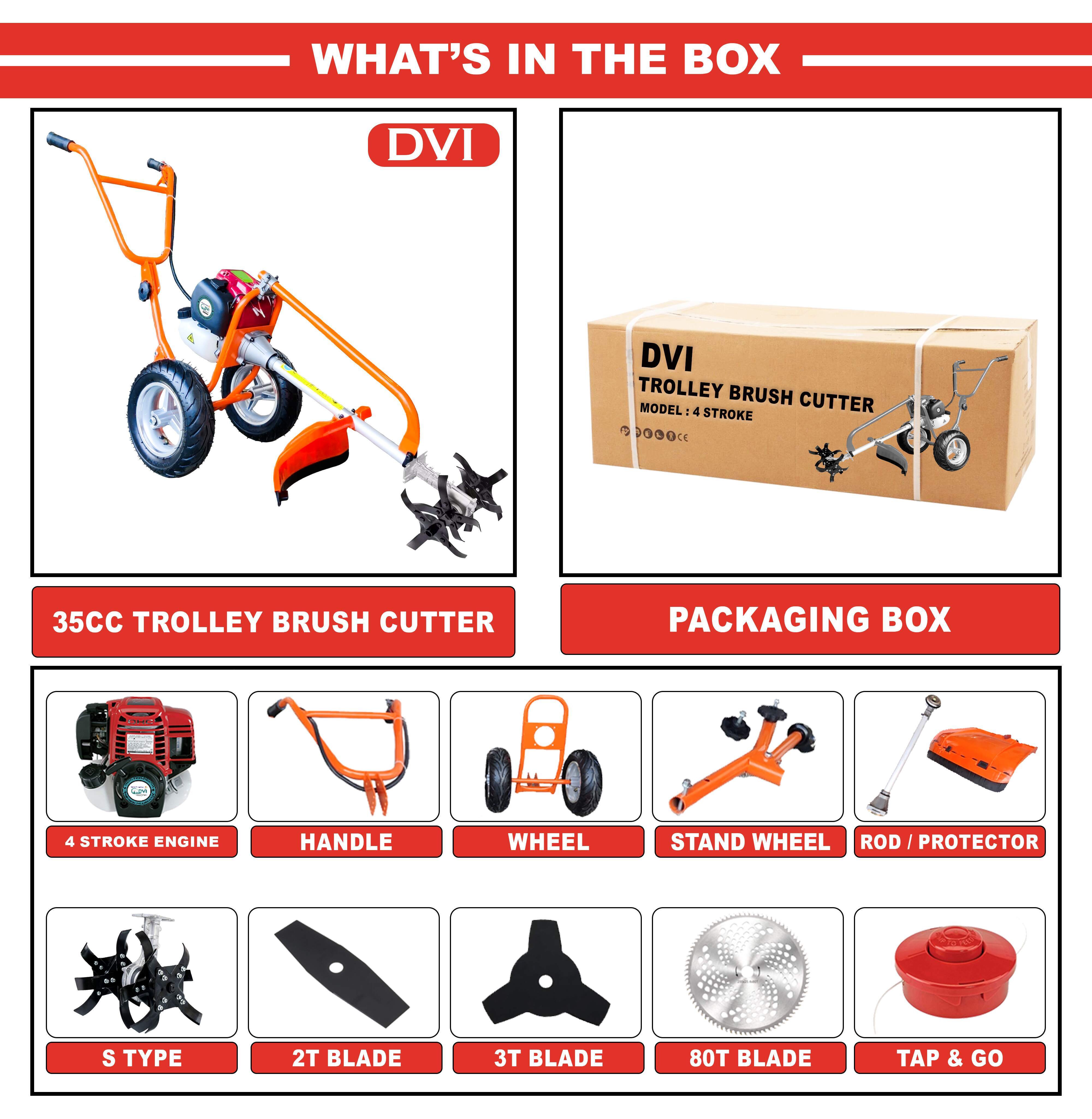 Trolley Brush Cutter with S type Rotary attachment