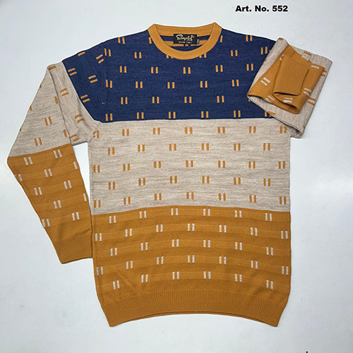 552 Mens Round Neck Printed Full Sleeve Sweater