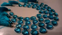 Natural Swiss Blue Topaz Heart Shape Faceted 13-15mm Beads strand 8''Long