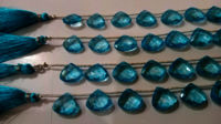 Natural Swiss Blue Topaz Heart Shape Faceted 13-15mm Beads strand 8''Long