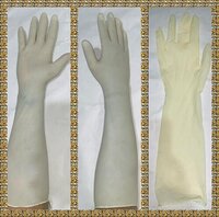Elbow Length Gloves Latex - Color: Natural