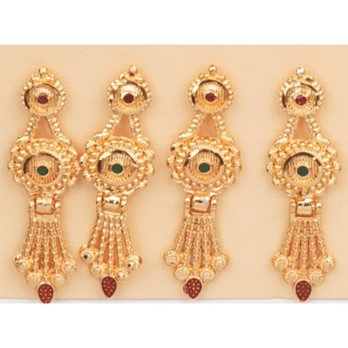 Fancy Artificial Gold Card Butti Earrings - Color: Golden