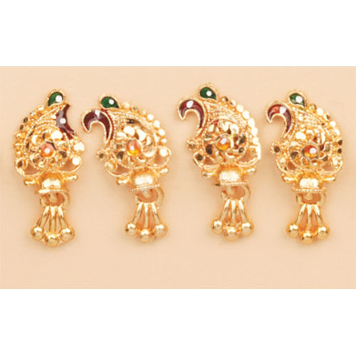 Designer Imitation Gold Butti Earrings - Color: Golden