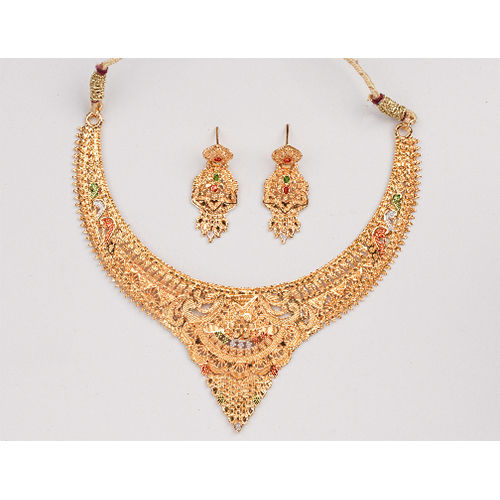 Designer Artificial Gold Necklace Set - Color: Golden