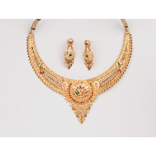 High Quality Imitation Gold Necklace Set - Color: Golden