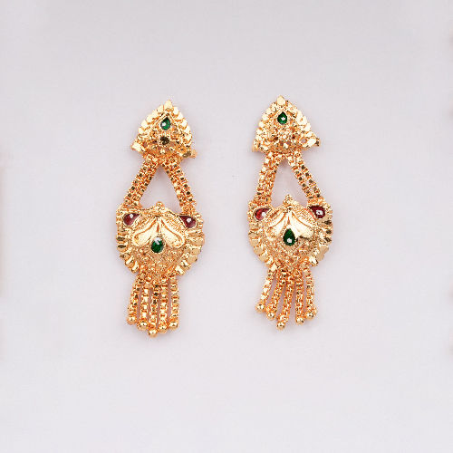 Stylish Artificial Gold Earrings - Color: Golden