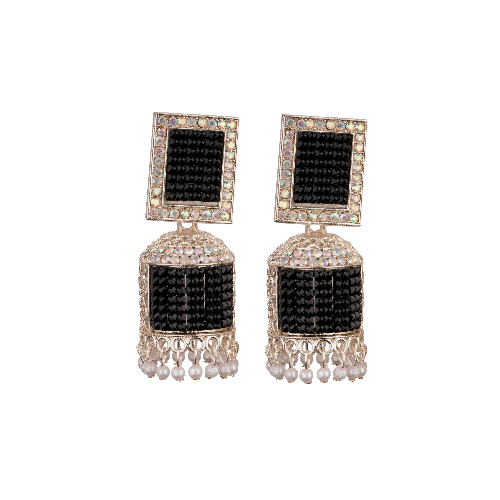 Designer Oxidized Silver Jhumka