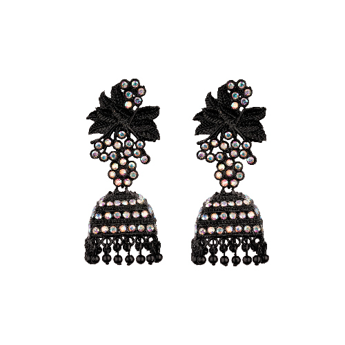 Designer Oxidized Silver Jhumka