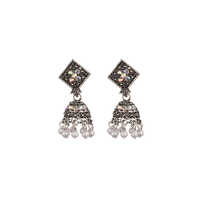 Designer Oxidized Silver Jhumka