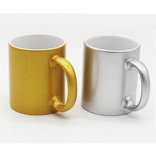 Golden And Silver Mug - Material: Ceramic