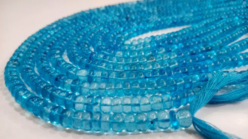 Natural Swiss blue Topaz Rondelle Plain 6mm Beads Strand 8 Inches Long