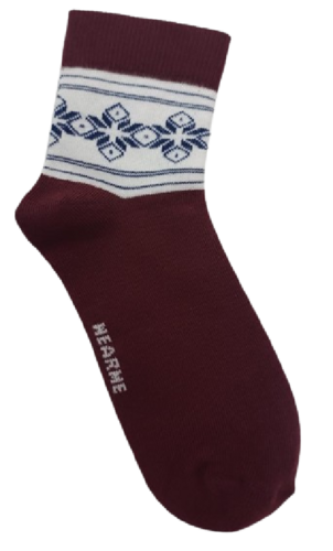 MEHROON FLOWER DESIGN ANKLE SOCKS