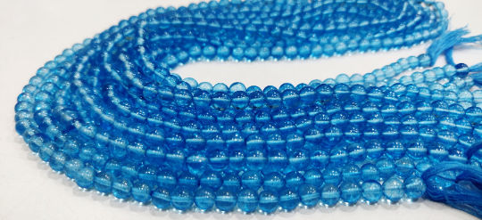 Natural Topaz Swiss Blue Round Shape Plain 6mm Beads Strand 13 Inches Long