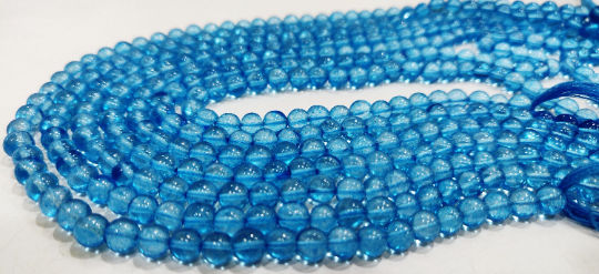 Natural Topaz Swiss Blue Round Shape Plain 6mm Beads Strand 13 Inches Long