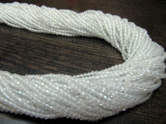 Natural White Topaz 2mm Rondelle Faceted Beads Strand 13 inch long