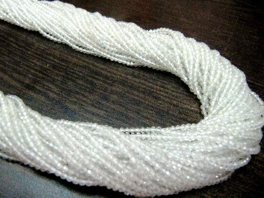 Natural White Topaz 2mm Rondelle Faceted Beads Strand 13 inch long