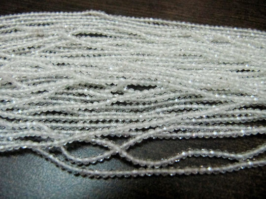 Natural White Topaz 2mm Rondelle Faceted Beads Strand 13 inch long