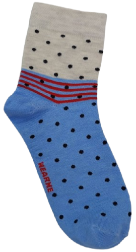 LIGHT BLUE WITH BLACK DOTS ANKLE SOCKS