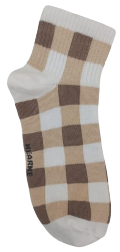 BROWN CHECK SQUARE ANKLE SOCKS