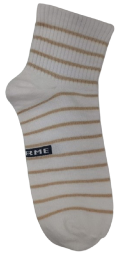 WHITE SOCKS WITH BROWN STRIPE ANKLE SOCKS