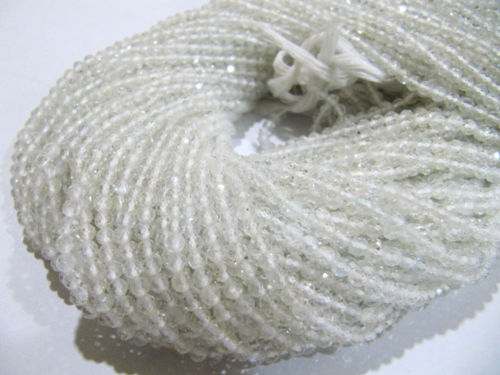 Natural White Topaz Rondelle Faceted Beads 3mm Strand 13 inches long