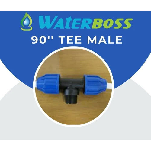 Dhananjay Polymers Waterboss Pipe Tee Fittings - Round Shape, PP & Other Materials, Blue & Black Color | 1-Year Warranty, Painted Surface Treatment