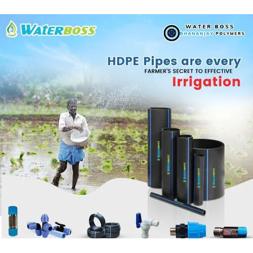 Waterboss 0.5 Inch HDPE Coil Pipe, 200 m - Blue & Black, Round Shape, Good Quality, 1 Year Warranty