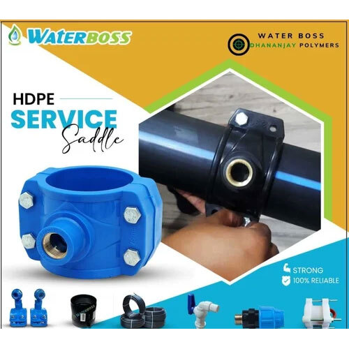 32mm To 200mm Waterboss Hdpe Pp Service Saddle - PP Material, Round Section Shape, Blue Color | 1-Year Warranty