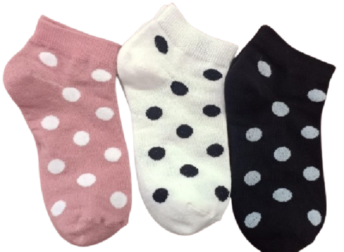 PINK WHITE AND BLACK DOTTED ANKLE SOCKS