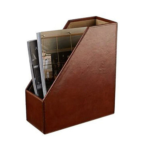 Leatherette Magazine Holder - Color: Dark Brown