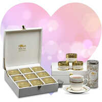 Corporate Tea Gift Box - Coated Wood, Rectangular Shape, Silver Color | Customizable with Multicolored Printing, Ideal for Corporate Gifting