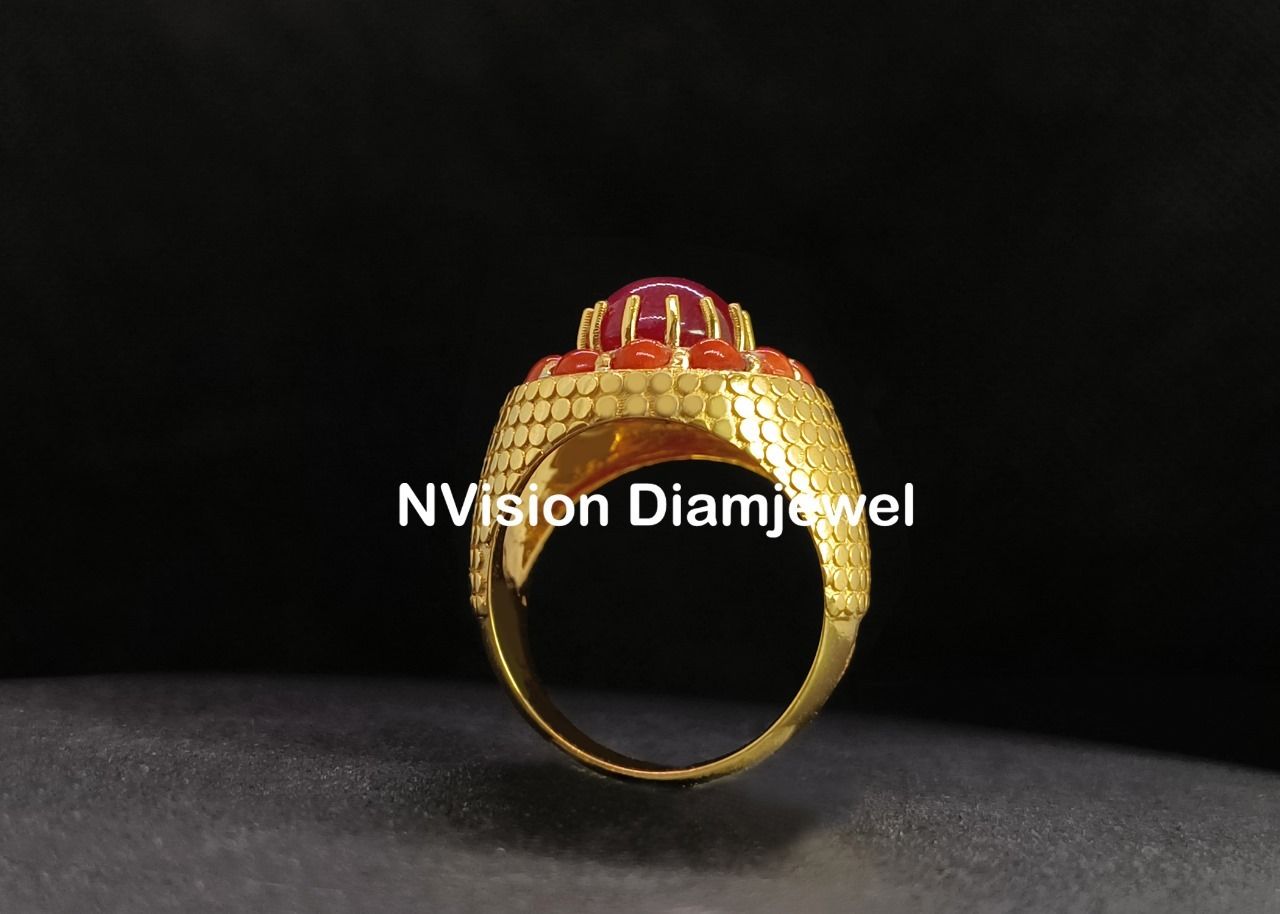 Dominator Ruby and Coral Gold Men's Ring