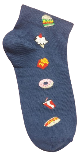 GREY WITH FRENCH FRIES DESIGN ANKLE SOCKS