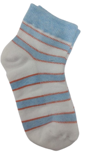 ORNAGE SKY BLUE AND WHITE STRIPE ANKLE SOCKS