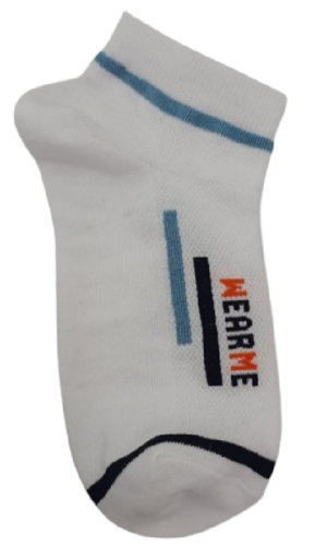 WHTIE WITH SKY BLUE AND NAVY STRIPE ANKLE SOCKS