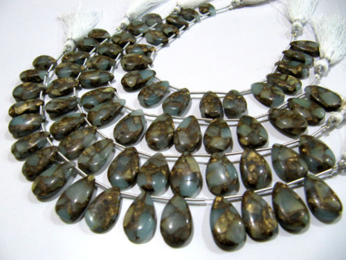 Grey Oyster Turquoise Pear Shape Plain10x16 To 12x20mm Beads Strand 8''Long