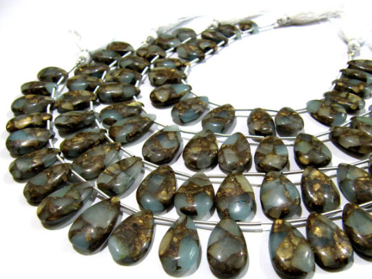 Grey Oyster Turquoise Pear Shape Plain10x16 To 12x20mm Beads Strand 8''Long