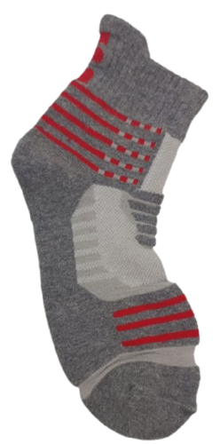 GREY WITH RED STRIPE ANKLE SOCKS