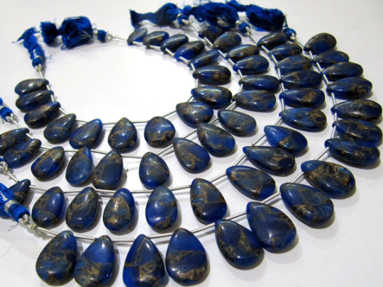 Blue Lapis Oyster Copper Turquoise Pear Shape10x16To12x20mm Strand 8''