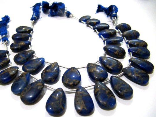 Blue Lapis Oyster Copper Turquoise Pear Shape10x16To12x20mm Strand 8''
