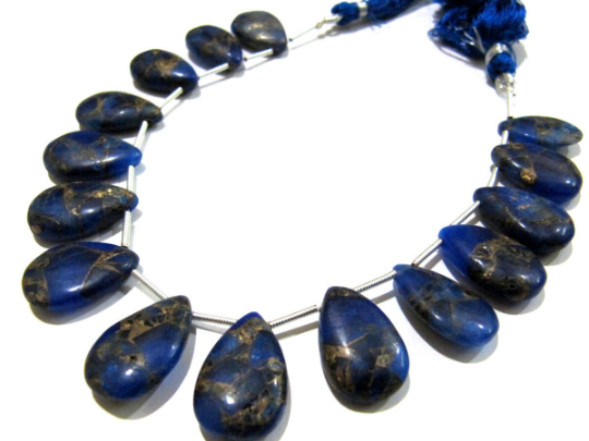 Blue Lapis Oyster Copper Turquoise Pear Shape10x16To12x20mm Strand 8''