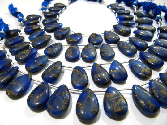 Blue Lapis Oyster Copper Turquoise Pear Shape10x16To12x20mm Strand 8''
