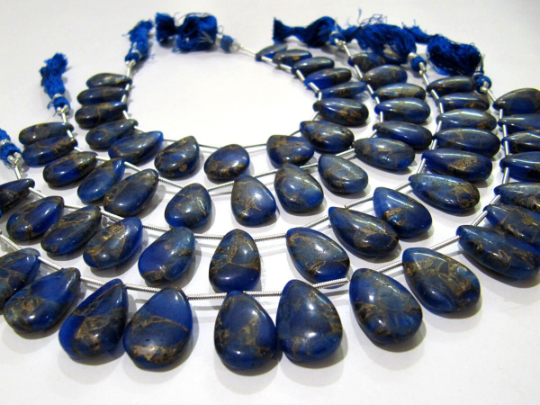 Blue Lapis Oyster Copper Turquoise Pear Shape10x16To12x20mm Strand 8''